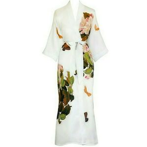 Peony Lotus Real Silk long kimono